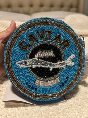 Beaded Sardine Can Crossbody - Turquoise, Gold, Black